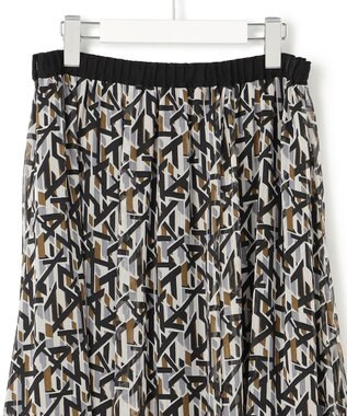 23区 L 【洗える】Ratti アブストラクトプリント スカート ブラックプリント