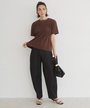 WEGO 【ANGIE VINTAGE】ビスチェ風シャーリングT ブラウン