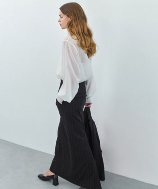 BEIGE， 【セットアップ対応】GEORGE / ウールストライプ ハイウエストスカート Navy Stripes