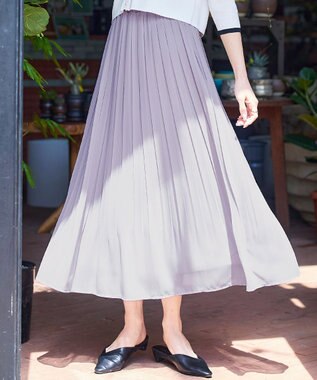 Tiaclasse L 【洗える/ウエストゴム】 ジョーゼットプリーツスカート グレー
