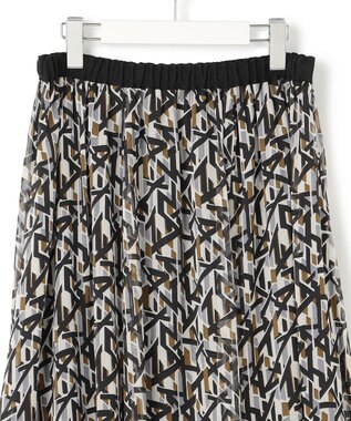 23区 L 【洗える】Ratti アブストラクトプリント スカート ブラックプリント