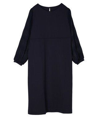 Green Parks マジョリカ袖ドッキングワンピース Dark Navy