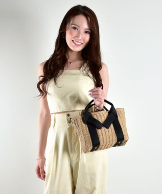 LA BAGAGERIE 【maison vert】 【ペーパー素材・多収納】リボンハンドル2WAYかごバッグ ブラック