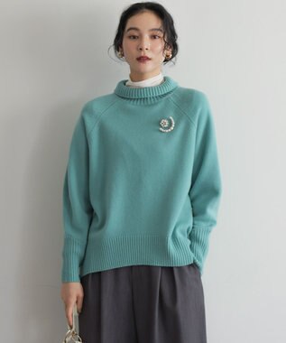 組曲 S ウールカシミヤミックス ロールネックニット スモーキーグリーン系