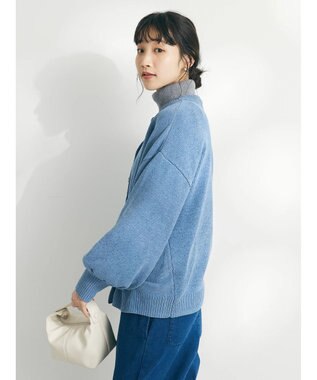 CRAFT STANDARD BOUTIQUE 洗えるコードモールクルーネックカーデイガン Blue