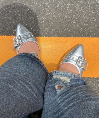 WEGO ハトメベルトポインテッドシューズ シルバー