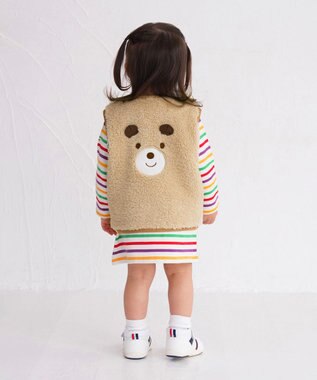 MIKI HOUSE HOT BISCUITS 【70-110cm】 もこくま顔ドン ボアフリースベスト アイボリー