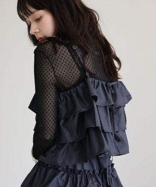 Green Parks ・ＳＵＧＡＲ　ＳＰＯＯＮ　レザーライクティアードキャミ Navy