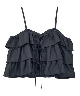 Green Parks ・ＳＵＧＡＲ　ＳＰＯＯＮ　レザーライクティアードキャミ Navy