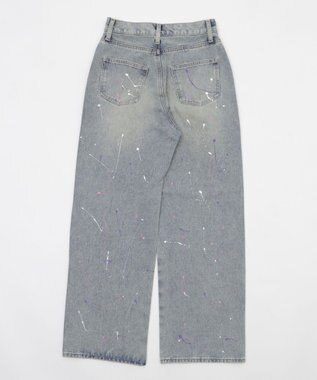 WEGO ペイントストレートデニムパンツ デニム淡加工色