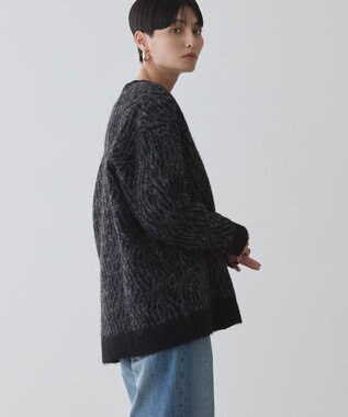 AMERICAN HOLIC アニマル柄Ｖネックニットカーディガン Gray Mixture