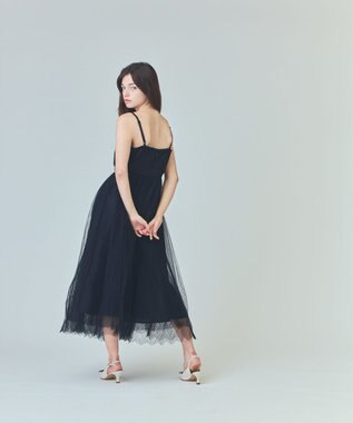 GRACE CONTINENTAL チュールプリーツコンビワンピース ブラック
