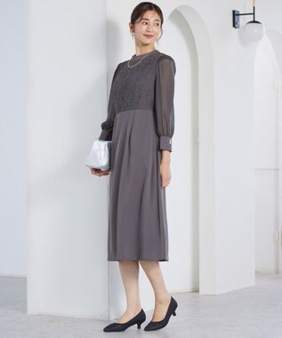 ANY SIS 【洗える】Nobleコンビ ドレス スレート