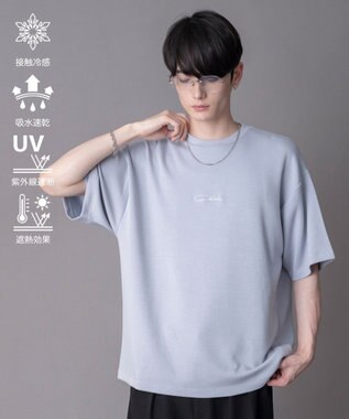 WEGO 【機能T/ユニセックス着用ITEM】カラーステッチワンポイントT（SS） サックス