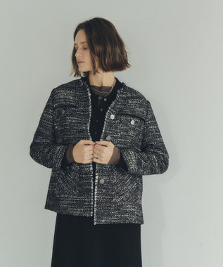 YECCA VECCA ノーカラーツイードジャケット