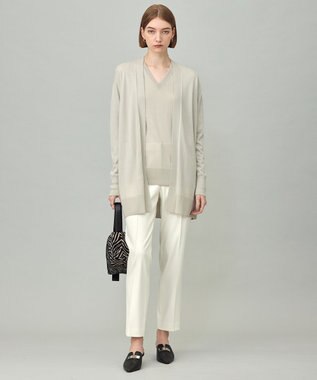 ICB L 【洗える】コンパクトファインウール ロングカーディガン トープ系