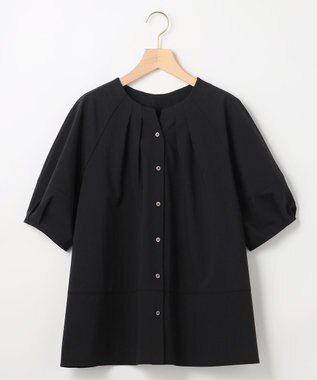 組曲 【先行予約・前後着用可】ソフトサッカーラグランスリーブ ブラウス ブラック系