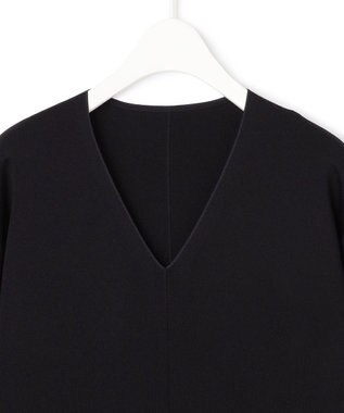 ICB L 【洗える】 シンセティックフルニードル Vネックワンピース ブラック系