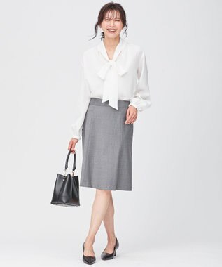 23区 L リボンディテール ギャザー ブラウス アイボリー