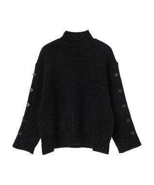 earth music&ecology 袖ボタンニットプルオーバー Black