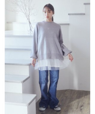 earth music&ecology アンチピリングバックスリットプルオーバー Light Gray Mixture