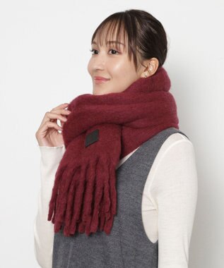 MOONBAT 【WEB限定】FURLA ウール混シャギー無地マフラー/幅40cm ワイン