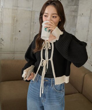 WEGO 【2024年秋冬新色カラー追加★】リボン2WAYカーデ ブラックその他