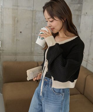 WEGO 【2024年秋冬新色カラー追加★】リボン2WAYカーデ ブラックその他