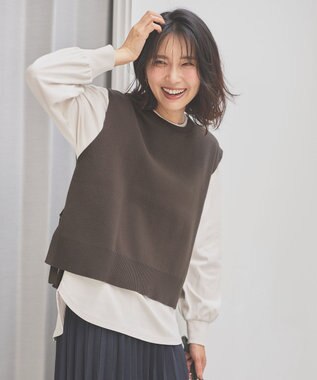 ANY 【洗濯機可】オーガニックコットンベスト ブラウン