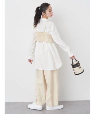 earth music&ecology ピンストライプストレートパンツ Beige