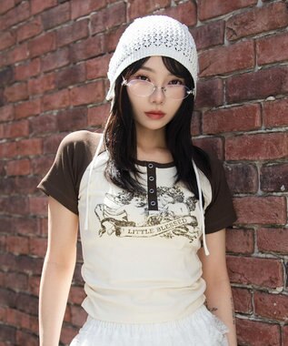 WEGO グラフィックラグランヘンリーネックT 柄3