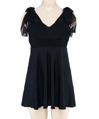 San-ai Resort（三愛水着楽園） 【WEB限定】Aラインワンピース2点セット水着 クロ