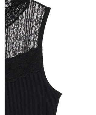 earth music&ecology レースドッキングタンクトップ Black