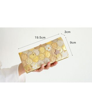 tsumori chisato CARRY 新マルチドット 長財布 かぶせ 【キラキラでかわいい！本革のやわらかな風合い】 ゴールド