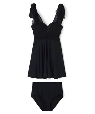 San-ai Resort（三愛水着楽園） 【WEB限定】Aラインワンピース2点セット水着 クロ