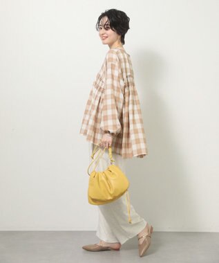 Green Parks 【しゃれシャツ】イージーケアＶネックチェックブラウス Beige