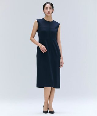 BEIGE， 【洗える・L-size】CINDY / クルーネックノースリーブワンピース Navy x Black