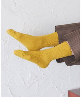 Tiaclasse ケーブル柄編みソックス マスタード