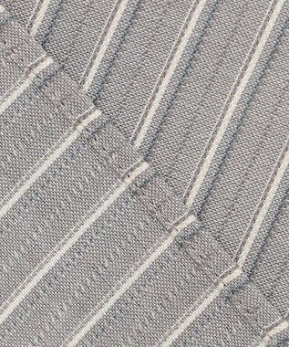 J.PRESS LADIES L プロビスストライプチェック フリルネック カットソー グレーストライプ系