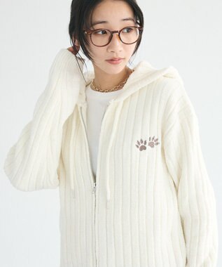 CRAFT STANDARD BOUTIQUE アニマル刺繍ニットZIPパーカー