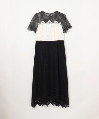 GRACE CONTINENTAL レース切替フレアドレス ブラック