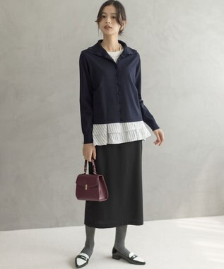 組曲 ジョーゼットジャージーナロータイト スカート ブラック系