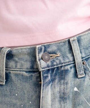 WEGO ペイントストレートデニムパンツ デニム淡加工色