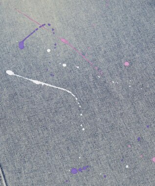 WEGO ペイントストレートデニムパンツ デニム淡加工色