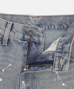 WEGO ペイントストレートデニムパンツ デニム淡加工色