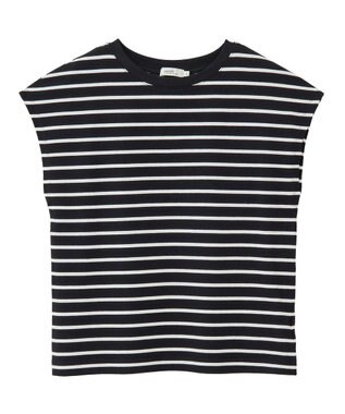 earth music&ecology 【接触冷感/洗濯機可】フレンチＴ Border Black