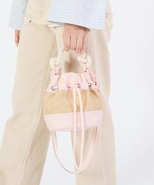 LeSportsac RAFFIA MINI BUCKET/ピーチブラッシュラフィア ピーチブラッシュラフィア