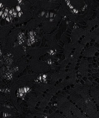 UNFILO L レースヘム ギャザーブラウス ブラック