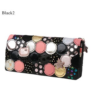 tsumori chisato CARRY 新マルチドット 長財布 かぶせ 【キラキラでかわいい！本革のやわらかな風合い】 ブラックⅡ