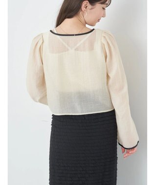 earth music&ecology シアーパイピングシャツ Ivory